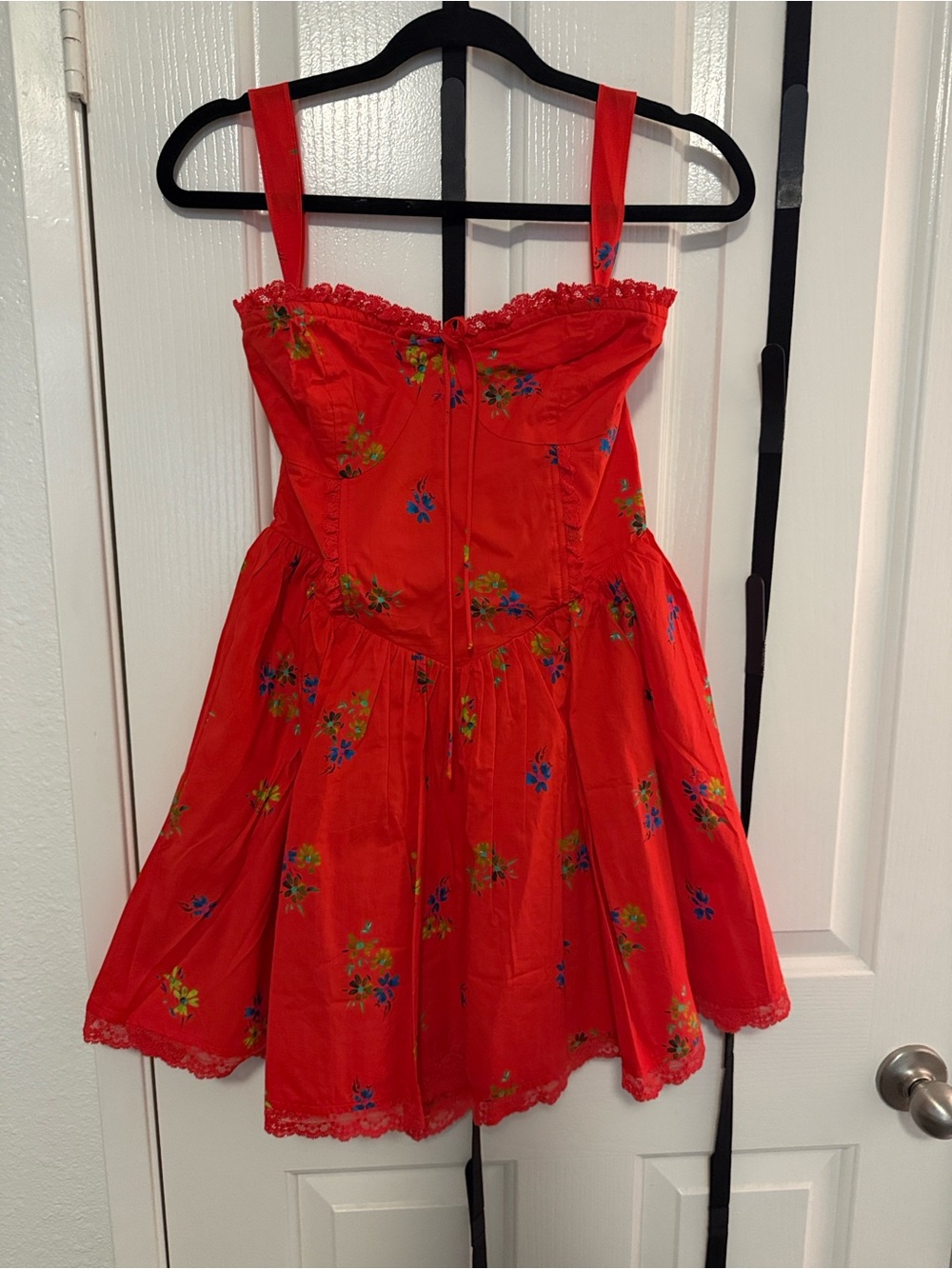 Nasty Gal Bright Red Floral Corset Sundress